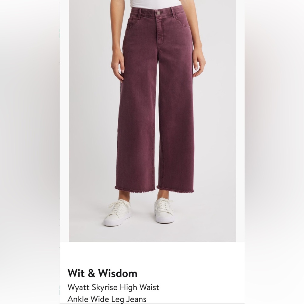 Wit & Wisdom Berry/Burgundy Ankle Wide Leg Jeans size 18 (14w)